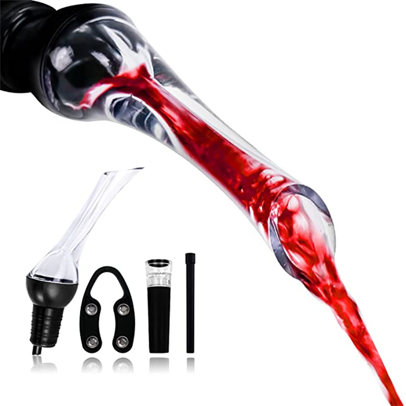 Wine Aerator Pour - エアレーターワインポア、2021年プレミアムワインエアレーター、ワイン真空ストッパーとフォイルカッター付き、女性向けワインアクセサリー4点セット