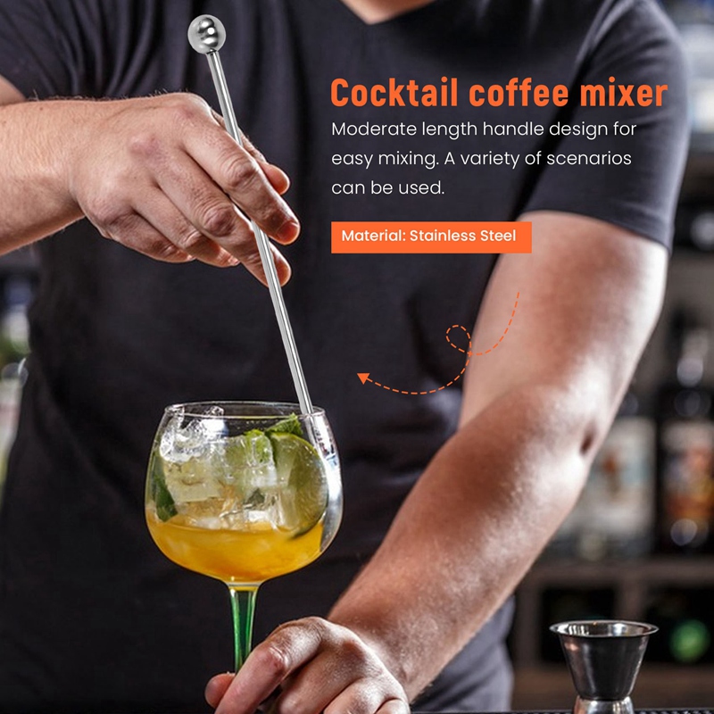 Wine & Beer Guayaquil - ● 金属製のカクテル用攪拌棒10本セット - ステンレス製、ワインやジュース、コーヒーの攪拌に最適、長さ7.5インチ、10本入り - ABFB