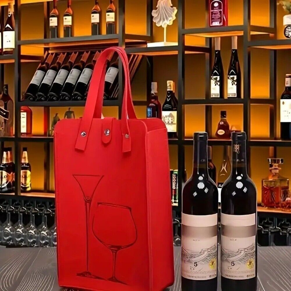 高品質フェルト製赤ワインバッグ、ダブルハンドル付きワインギフ - Wine & Beer Guayaquil のレビューと価格