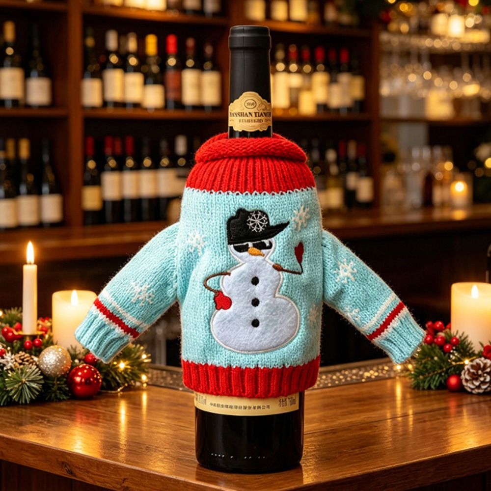 エルク柄のワインボトルカバー、雪の結晶模様の再利用可能なカバ - Wine Beer Hat のレビューと価格
